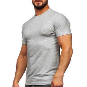 Precio al por mayor algodón 180G peso pesado Color sólido transpirable Casual camiseta Regular Fit hombres manga corta verano desgaste cuello redondo - Product Image 3