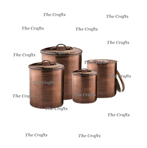 Conteneurs en métal doré avec couvercle en bois, forme personnalisée, ustensiles de cuisine, conteneur de stockage pour sucre, thé, café en Inde - Product Image 3