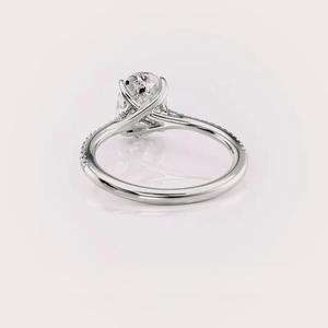 IGI Certified Oval Cut Lab Grown Diamond Engagement-Wedding <b>Ring</b> <b>with</b> Pave Band in Solid <b>925</b> Sterling <b>Silver</b> - Product Image 2