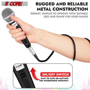 Microphone dynamique XLR 5Core pour karaoké, chant et studio, micro portable - Product Image 3