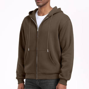 Sweats à capuche vierges pour homme Logo personnalisé impression haute qualité sweats unis basiques coton mélangé polaire épais fermeture éclair hommes sweats à capuche - Product Image 4