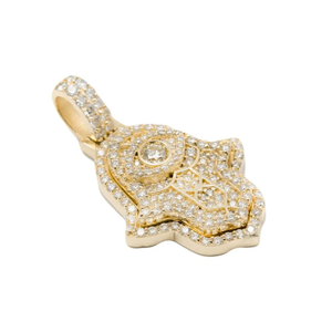 Colgante de diamante natural de oro de 14 quilates con ajuste pavimentado elegante de joyería fina colgante de diamante fino con encanto personalizado de Hamsa - Product Image 2