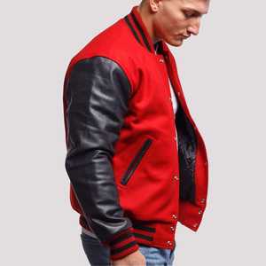 Veste universitaire pour hommes, veste d'hiver en peau de mouton véritable, manches en cuir, pure laine, bombardier de corps Letterman, vente en gros - Product Image 3