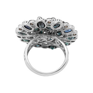 แหวนหมั้นเพชรแซฟไฟร์สีฟ้ารูปดอกไม้ธรรมชาติ925แข็งเงินสเตอร์ลิงแฮนด์เมดแหวนหมั้นแบบฝาการตั้งค่าสำหรับงานแต่งงาน - Product Image 3