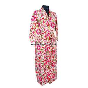 Handmade Indian Kantha Organic Cotton Quilted Breathable Eco-Friendly Winter Jacket for Women Floral Pattern <b>Belt</b> - Product Image 6