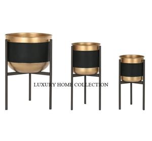 Maceta de metal moderna de diseño industrial con acabado negro mate y soporte mínimo alto para decoración de apartamentos o villas de lujo - Product Image 6
