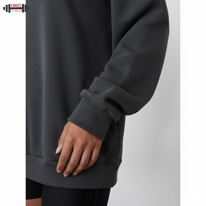 Sudadera Holgada de Manga Larga para Mujer, Mezcla de Poliéster/Algodón, Lisa, Cálida, Informal, Nueva Moda de Invierno - Product Image 3