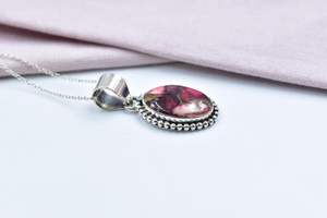 Collar con colgante de turquesa de Dalia Rosa hecho a mano en plata de ley con cadena ajustable de 18 pulgadas para ella - Product Image 2