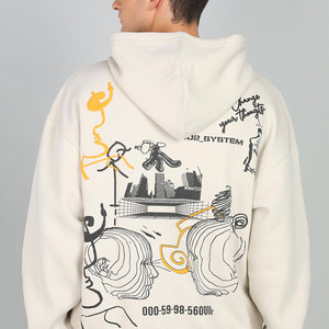 Sweats à capuche surdimensionnés pour hommes avec manches bouffantes et grande capuche pour un look de style de rue tendance à l'épaule pour hommes - Product Image 4