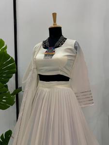 Heavy Designer Wear for Wedding Tabby Organza <b>Gota</b> Patti Work <b>Gota</b> Lace Border With Canvas Patta Lehenga Choli With Dupatta - Product Image 2