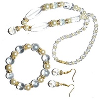 Collier en verre avec perles de cristal, bijoux fantaisie bon marché, vente en gros