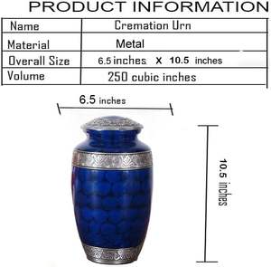 แกะสลักอลูมิเนียมCremation Urnสําหรับเถ้ามนุษย์ผู้ใหญ่ชายหญิงสัตว์เลี้ยงแมวสุนัขUrnขนาดใหญ่ฝังศพUrnsสําหรับเถ้า (สีฟ้า) - Product Image 6