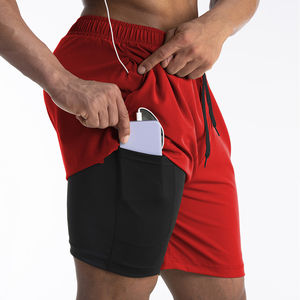 Venta al por mayor de pantalones cortos deportivos para hombres pantalones cortos de gimnasio para hombres ligeros 2 en 1 pantalones cortos de pista - Product Image 1