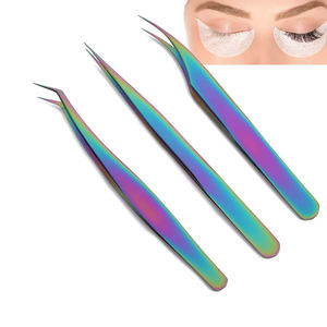 Pince à cils en acier inoxydable antistatique de précision pince à épiler professionnelle à pointe de Fiber pour l'extension de cils - Product Image 1