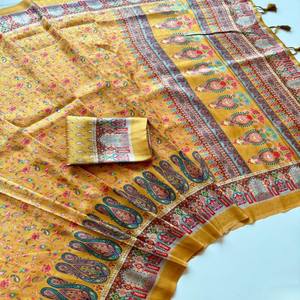 Sari VASTRA COTTAGE con Estampado Pashmina, Seda Dola Pura, Jacquard Suave, con Tejido Zari en Toda la Superficie y Diseño Hecho a Mano - Product Image 6