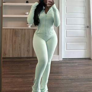 <b>Top</b> Trending 100% Cotton 2 Piece Set Customize Slim Fit Design Tracksuits Casual Plain Stylish Zipper <b>Sweat</b> Suits - Product Image 2