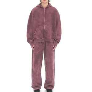 Ensemble de survêtement unisexe en molleton respirant 100 % coton, coupe régulière, pour homme, collection hiver 2025, streetwear, grandes tailles - Product Image 3