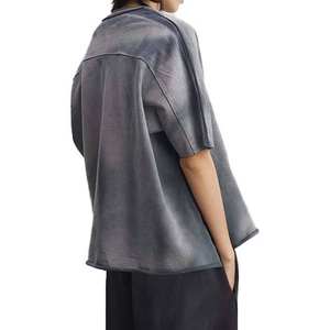 Camiseta de Algodón 100% para Hombre, de Primera Calidad, Hecha a Medida, con Lavado Ácido, Degradado, Estilo Desgastado, Talla Grande - Product Image 4