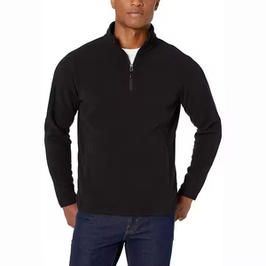 Sweat-shirt à col montant zippé pour homme, 100% coton, polaire, avec broderie, mode d'hiver, sweat-shirt noir - Product Image 5