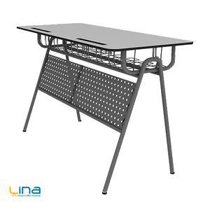 Table d'école double de style industriel avec structure métallique durable - Product Image 1
