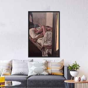Impression sur toile d'un couple s'embrassant - Art nu moderne, encadré noir - Product Image 1