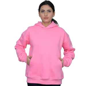Sudadera con capucha rosa de algodón americano sin deber de importación para mujer, lana suave personalizable de ropa de calle, sudadera informal cálida de EE. UU. - Product Image 1
