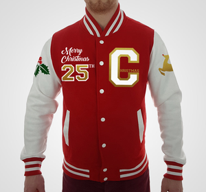 Custom Unisex Baseball Varsity Bomber <b>Jacket</b> USA Christmas Team Stand Collar Canvas Fabric Pockets Decoration <b>Waterproof</b> - Product Image 1