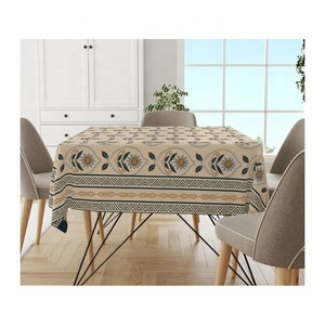 Nappe rectangulaire personnalisée à motif floral bleu, motif pin, faux lin pour la maison, la décoration de mariage et de banquet, design haut de gamme - Product Image 4