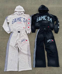 Survêtements d'hiver pour hommes, coupe ample, à capuche, entièrement imprimés, unis, respirants, streetwear, polaire, lavage à l'acide, OEM personnalisé, 100% coton, ajouter - Product Image 1