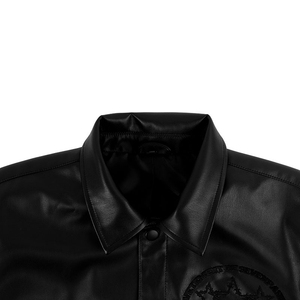 2024 New OEM Custom LOgo Fashion Outdoor Men Streetwear Leather <b>Patchwork</b> Crop Varsity <b>Jacket</b> - Product Image 3