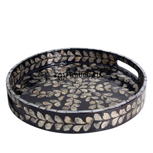 Bandeja con incrustaciones de fregona hecha a mano Tradebyd, bandeja decorativa elegante para mesa de comedor y servicio de café - Product Image 4