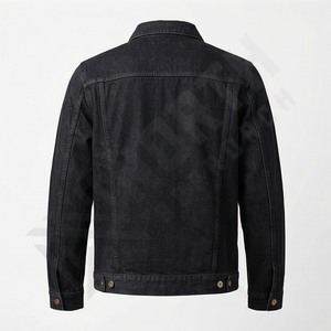 Chaqueta Vaquera Negra con Logotipo Personalizado, Alta Calidad, 100% Algodón, Manga Larga, Color Sólido, Corte Ajustado, Diseño con Botones Delanteros - Product Image 2