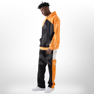 Conjunto Deportivo de Felpa Extra Grande Unisex, Corte Regular, con Paneles en Contraste, Sudadera con Capucha y Cordón Ajustable, Pantalones Deportivos a Juego - Product Image 1