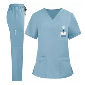 Uniforme médico de varios bolsillos con cuello en V para hombres y mujeres de etiqueta privada en varios colores - Product Image 2