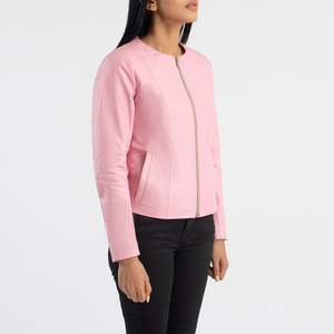 Manteau d'hiver rose sans col à double boutonnage en cuir de vachette et peau de mouton PU léger, personnalisable avec logo, pour un style tendance – Collection Automne - Product Image 2