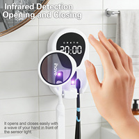 Nuevo esterilizador UV inteligente OEM con calentamiento automático, secado y desinfección, mini estuche sanitizador de cepillos de dientes de pared para dos personas