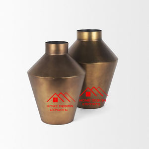 Jarrón de mesa con acabado dorado polvoriento, diseño Vintage, jarrón de Metal para mesa, patrón geométrico con acabado de doble tono negro y dorado - Product Image 6