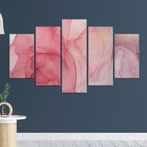 Impression sur toile abstraite rose et or, impression artistique élégante, lot de 5 toiles assorties - Product Image 1