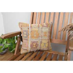 Luxury 14x14 Beige Kilim Wool Pillow Woven with Vintage and <b>Fluffy</b> Patterns Rustic Design Portable for <b>Bedding</b> for Christmas - Product Image 1