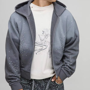 เสื้อมีฮู้ดแบบสวมหัวเสื้อมีฮู้ดแบบสวมหัวสีเทาอ่อนสำหรับผู้ชายผ้าฝ้าย100% Y2K มีโครงและข้อมือสำหรับฤดูใบไม้ร่วง - Product Image 1