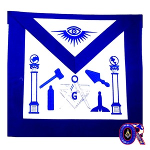 Tablier d'officier maçonnique en cuir de qualité supérieure, bleu anglais, pour Loges, avec broderie de logo 3D personnalisée, service OEM ODM - Product Image 3