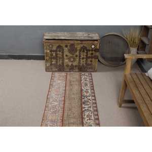 พรมตุรกีขนาด 1.9x5.3 ฟุต, พรมวินเทจแบบยาว, พรมสีน้ำตาลล้วน - Product Image 4