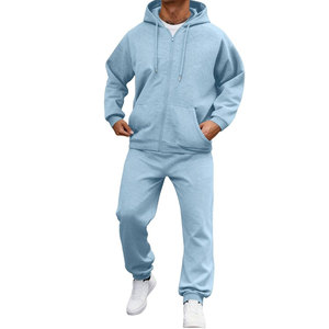 Ensemble survêtement molletonné personnalisé pour homme – Coupe ample longue, style streetwear et sportswear, idéal hiver décontracté avec poches latérales - Product Image 4