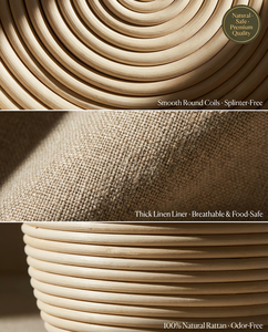 Kit de démarrage artisanal pour levain naturel, ensemble de paniers de levage en rotin faits à la main avec fouet à pâte, lame à levure, racloir et doublure - Product Image 3
