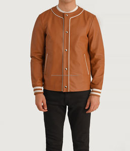 Camisas de cuero informales con estampado de béisbol personalizado de alta calidad, nuevo diseño de invierno, cuello mandarín, tela de Popelina, uso de cuero Natural - Product Image 1