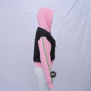 Sweat à capuche court pour femmes crop top imprimé bouffant manches raglan brodées avec logo personnalisé couleur assortie à capuche pour l'hiver vente en gros - Product Image 4