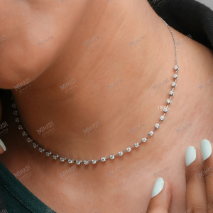 สร้อยคอโชคเกอร์ประดับเพชรทรงกลมหรูหราสำหรับผู้หญิงเครื่องประดับสไตล์เทนนิสเหนือกาลเวลาทำจากทองคำขาวเหมาะสำหรับงานแต่งงานและงานปาร์ตี้ - Product Image 5