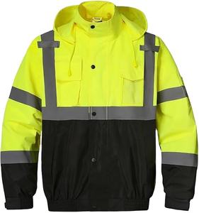 Trajes de lluvia reflectantes de alta visibilidad OEM Premium para hombres Impermeable-Chaqueta de lluvia de seguridad de alta visibilidad, Chubasquero de alta visibilidad para hombres - Product Image 1