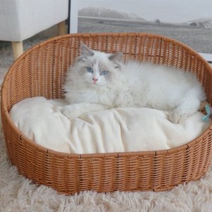 VENTE FLASH Lit pour animaux de compagnie en rotin Blue Lotus 2025, respirant, design tissé biologique pour animaux de compagnie, relaxation profonde - Product Image 4