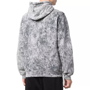 Sweat à capuche pour homme avec ton lavé à l'acide et coupe classique pour des tenues décontractées Sweat à capuche durable en coton mélangé lavé à l'acide - Product Image 2